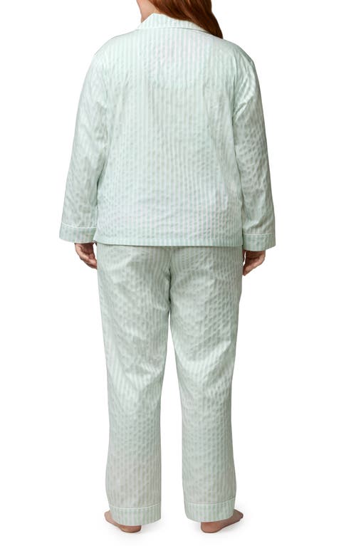Shop Bedhead Pajamas 3d Stripe Organic Cotton Sateen Pajamas In Mint 3d Stripe