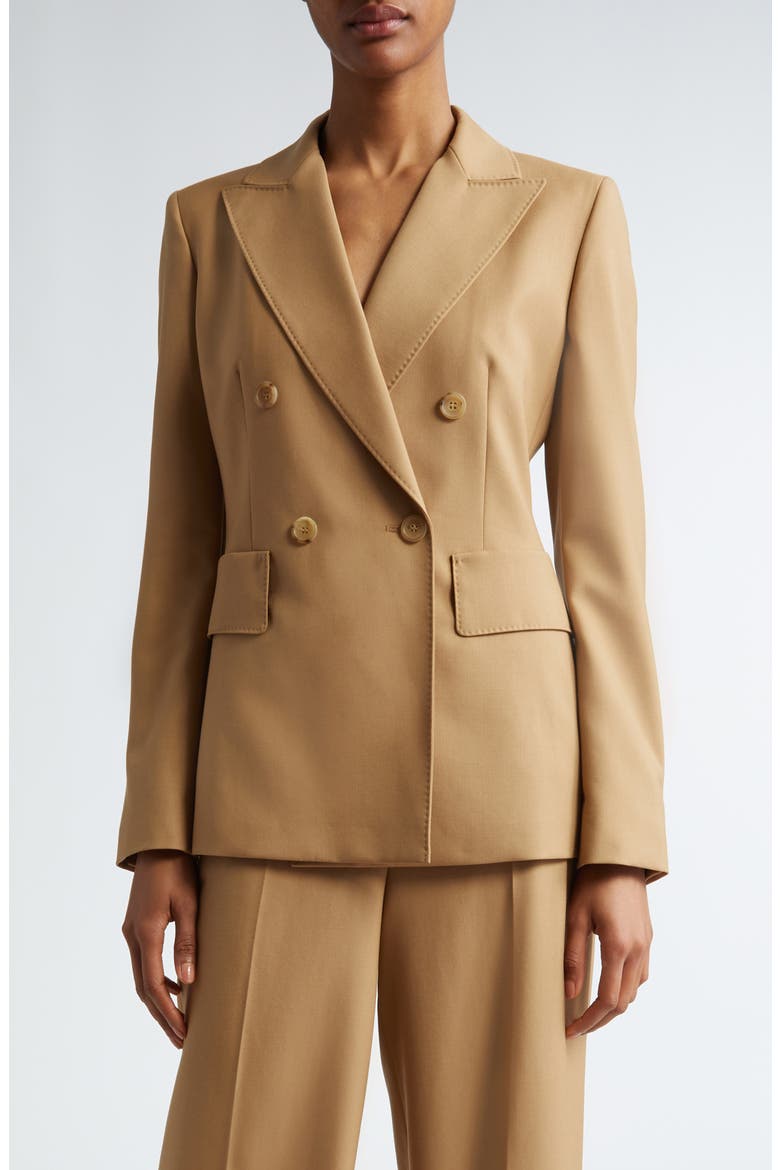 Osanna Double Breasted Twill Blazer, Main, color, HONEY