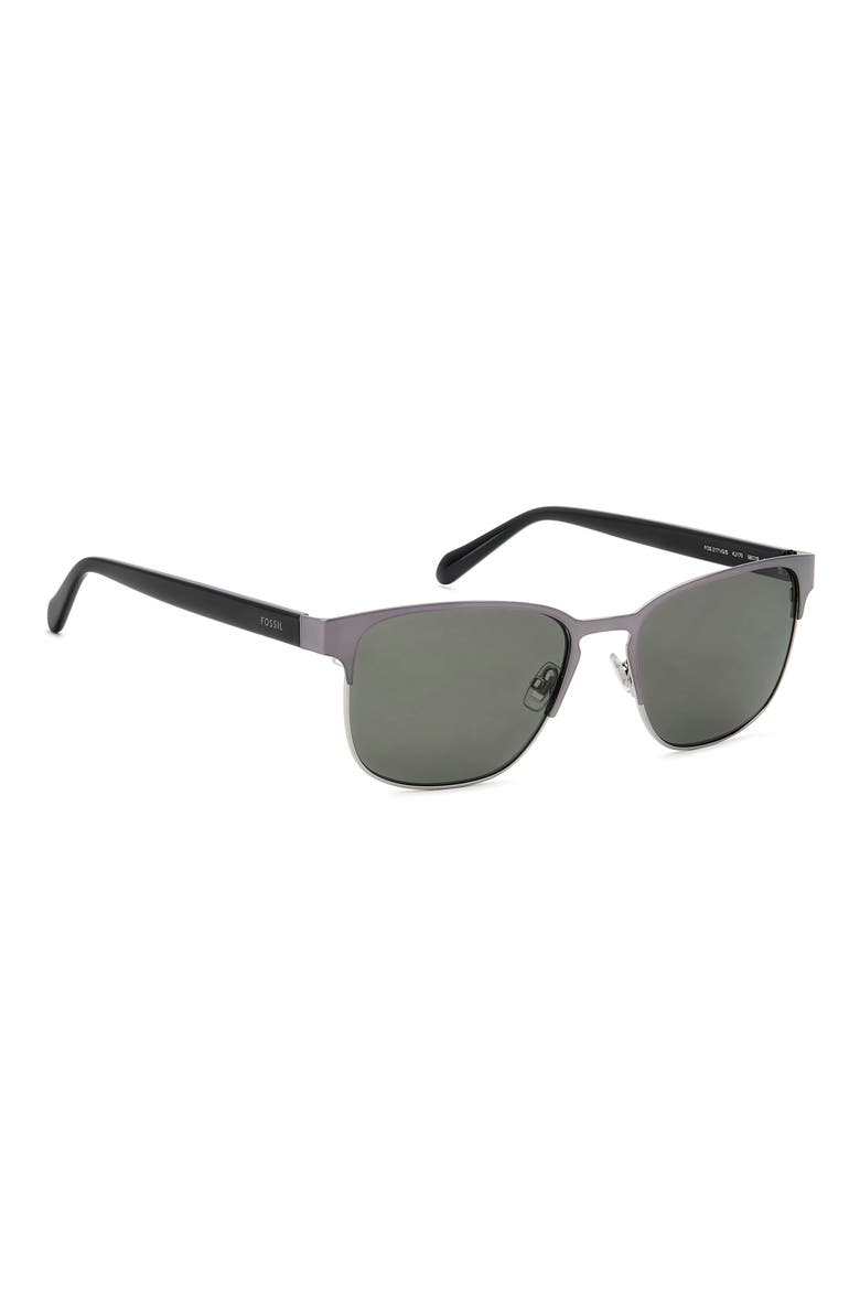 56mm Rectangular Sunglasses, Alternate, color, DARK RUTHENIUM/ BROWN