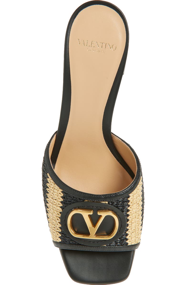 Valentino Garavani VLOGO Slide Sandal, Alternate, color, Natural/ Black