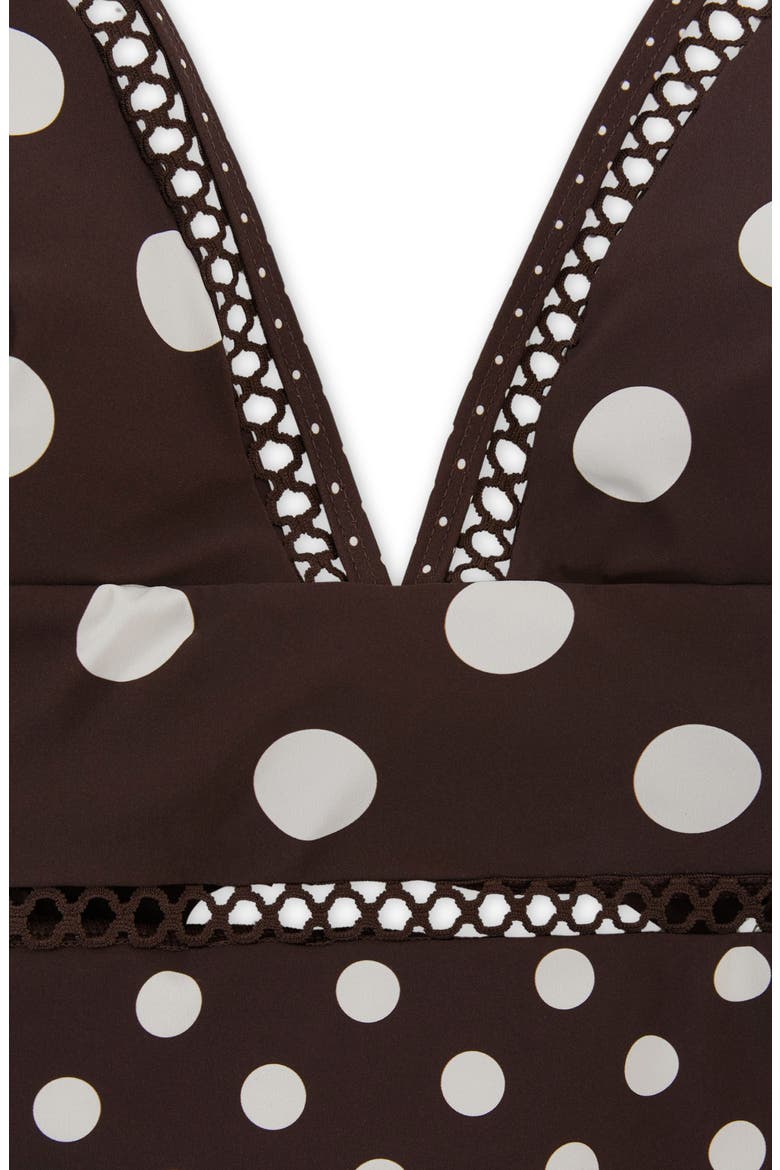 Ray Polka Dot Cutout One-Piece Swimsuit, Alternate, color, CHOCOLATE BROWN