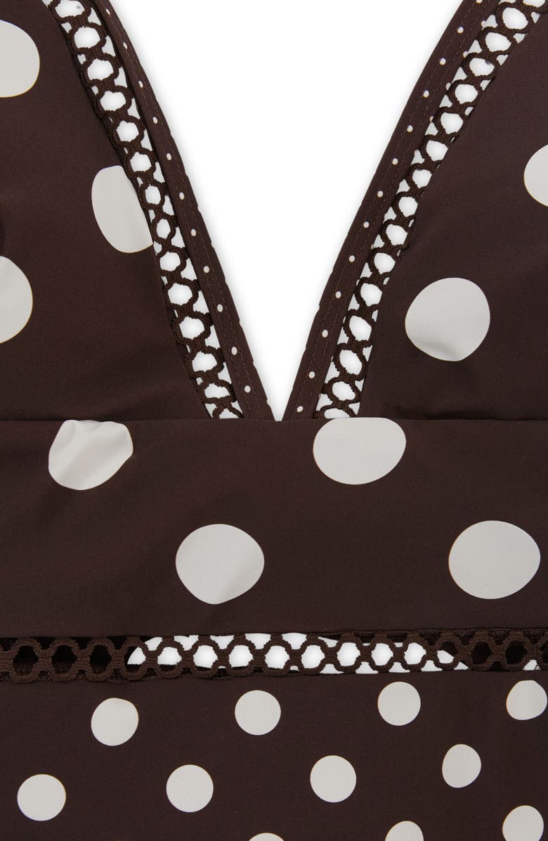 Reiss Ray Polka Dot Cutout One-Piece Swimsuit, Alternate, color, Chocolate Brown