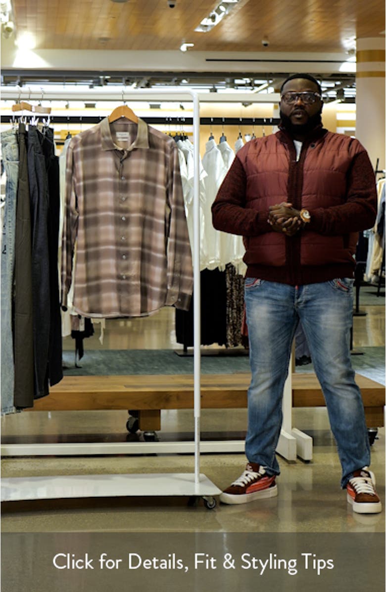 Julian Shaped Fit Abstract Check Lyocell Button-Up Shirt, sales video thumbnail