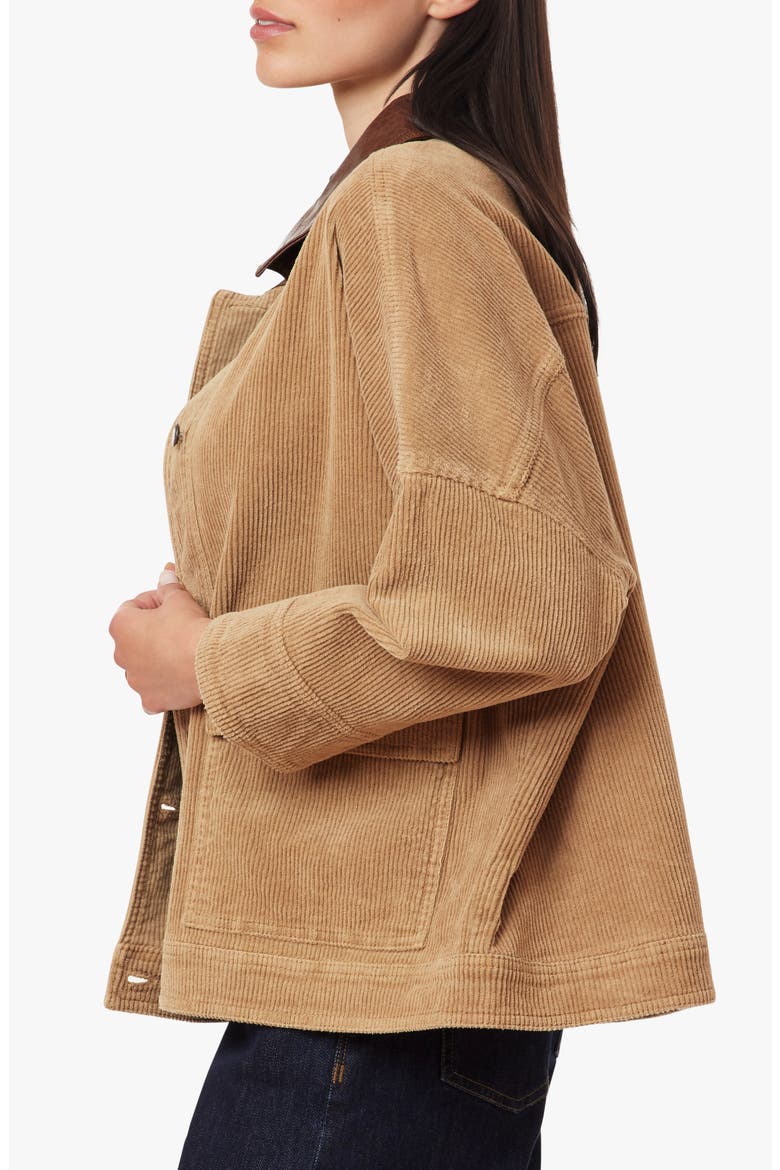 Oversized Croc Embossed Trim Corduroy Jacket, Alternate, color, FAWN