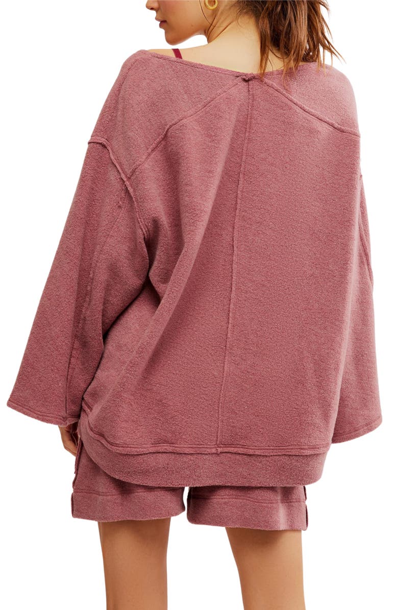 Free People Day Off Fleece Pullover, Alternate, color, Wild Ginger