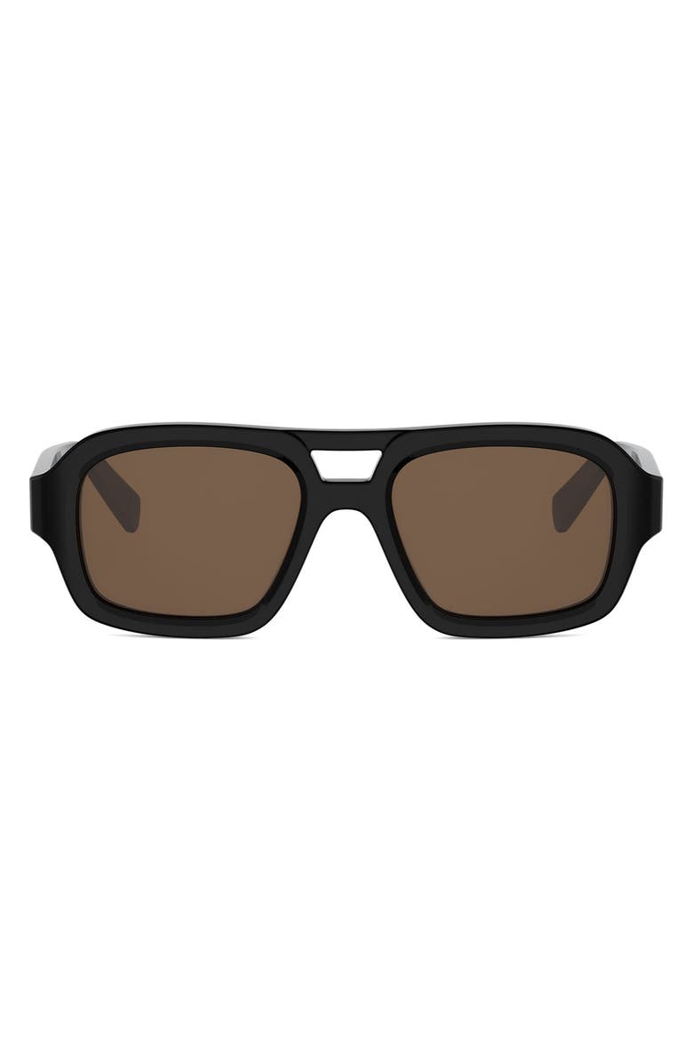 CELINE 3 Dots 53mm Pilot Sunglasses, Main, color, Shiny Black / Brown