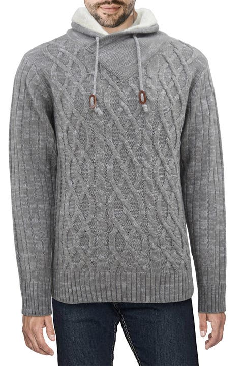 Shawl Collar Cable Knit Sweater