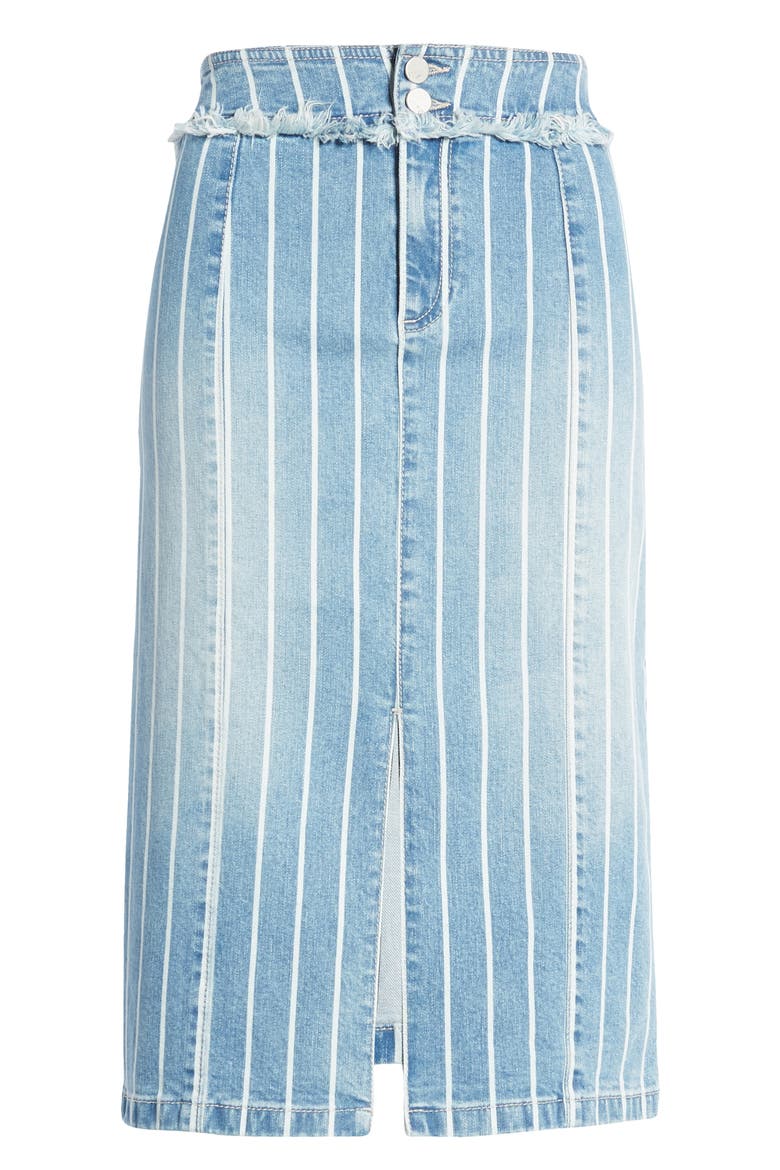 Front Slit Jean Skirt, Alternate, color, BLUE STRIPE
