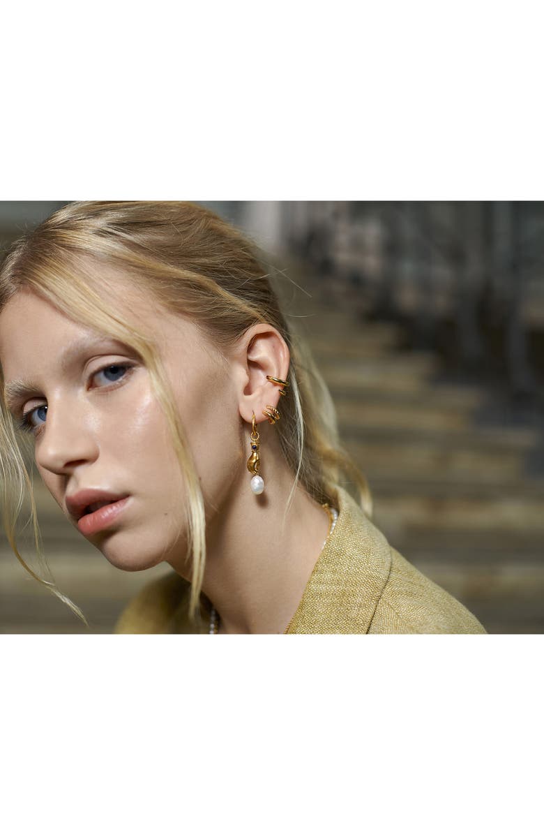 Missoma x Harris Reed Handpicked Pearl Single Huggie Hoop Earring, Alternate, color, 