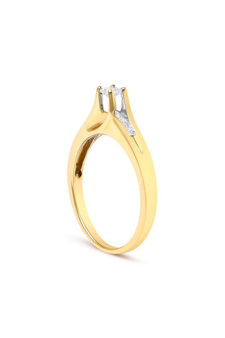 14K Yellow Gold 1/4 Cttw Princess Cut Diamond Engagement Ring, Alternate, color, Yellow Gold