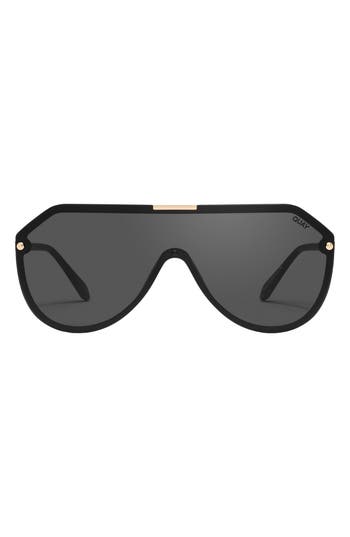 Quay Show Biz 148mm Shield Sunglasses In Black/black