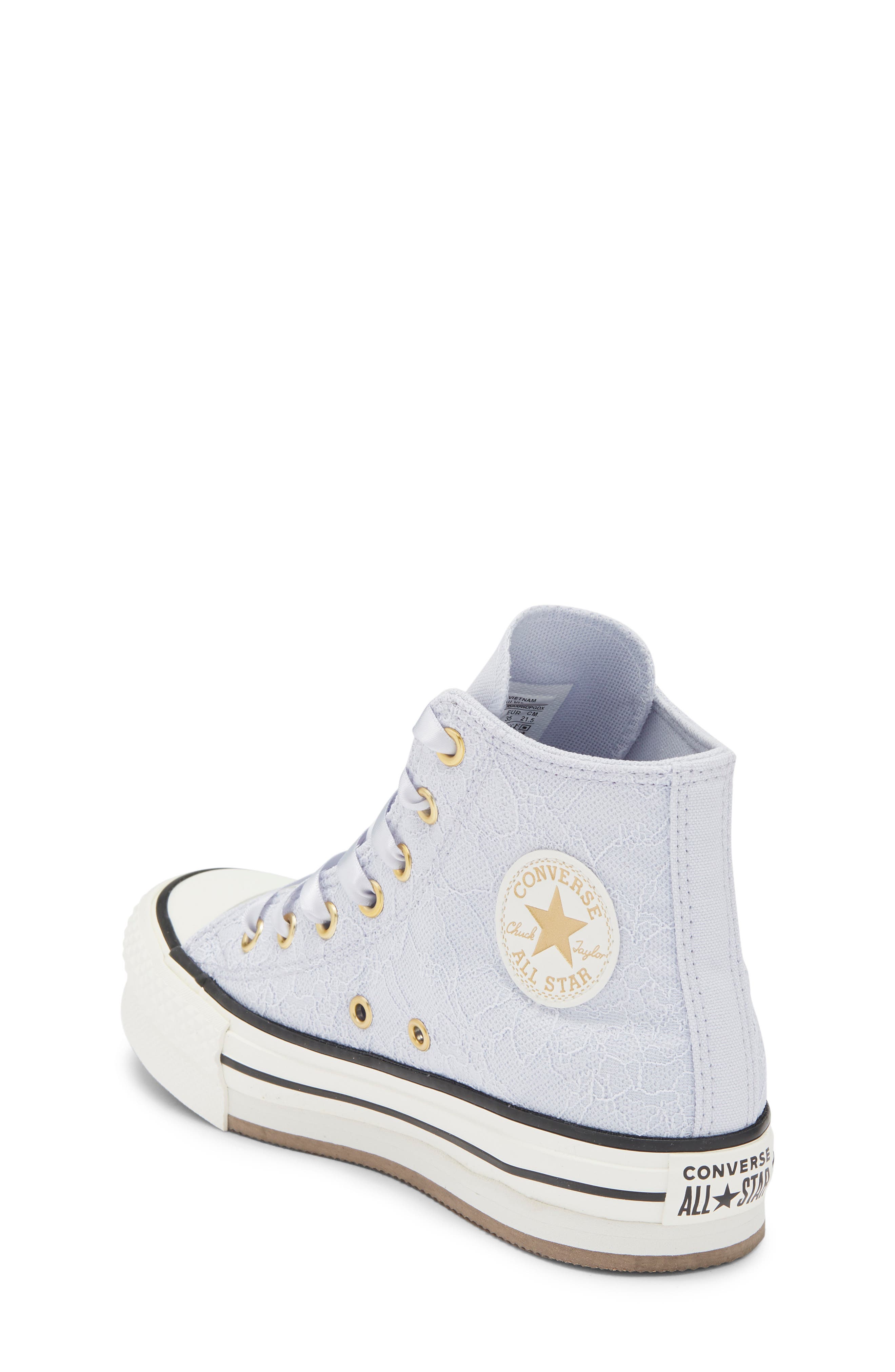 Kids' Chuck Taylor® All Star® Lift Platform High Top Sneaker, Alternate, color, ALMOST LAVENDER/ GOLD