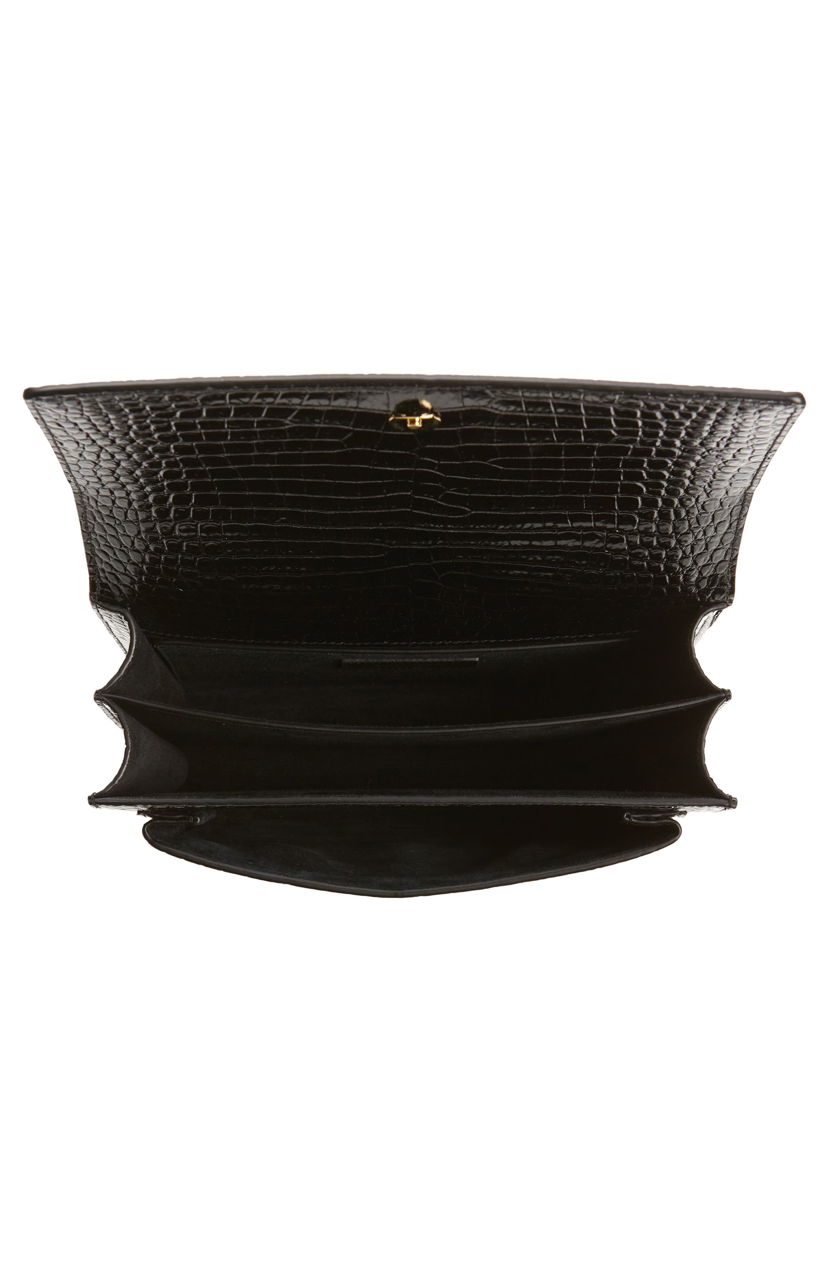 Saint Laurent Medium Sunset Croc Embossed Leather Shoulder Bag, Alternate, color, 