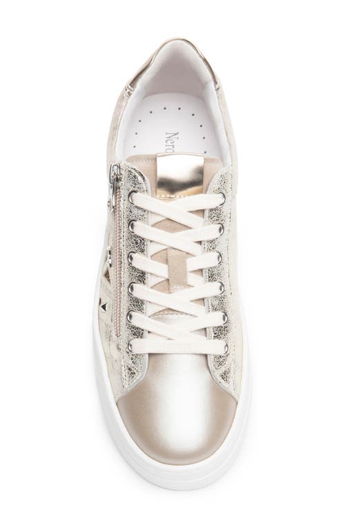 Nerogiardini Metallic Side Zip Platform Sneaker In Gold
