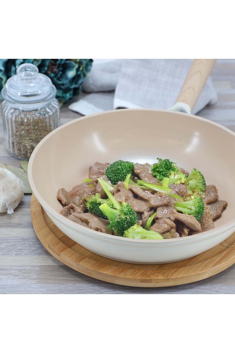 Folkstone 10 Inch Ceramic Nonstick Cast Aluminum Frypan, Alternate, color, Beige