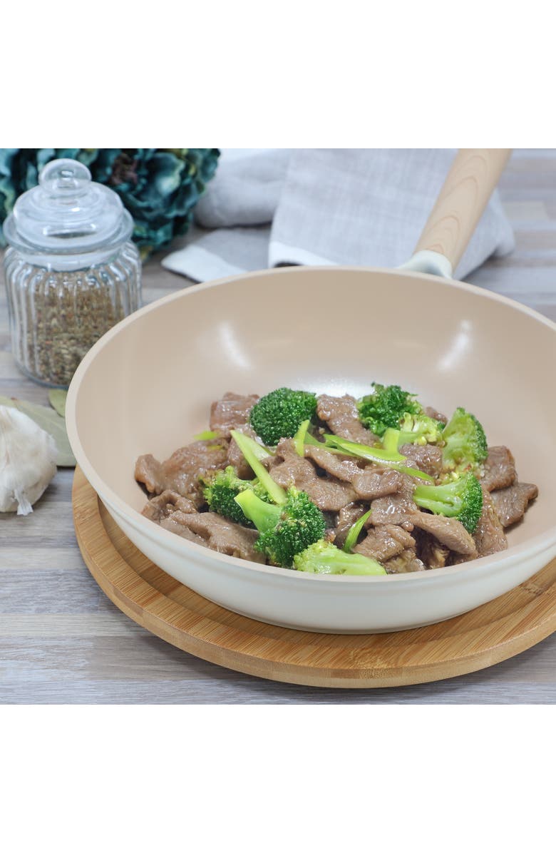 Gibson Elite Folkstone 10 Inch Ceramic Nonstick Cast Aluminum Frypan, Alternate, color, Beige