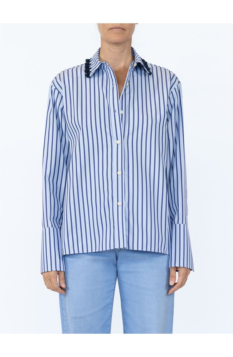 Callas Milano Billie Shirt with Tassell collar, Alternate, color, Blue/Navy Tassels