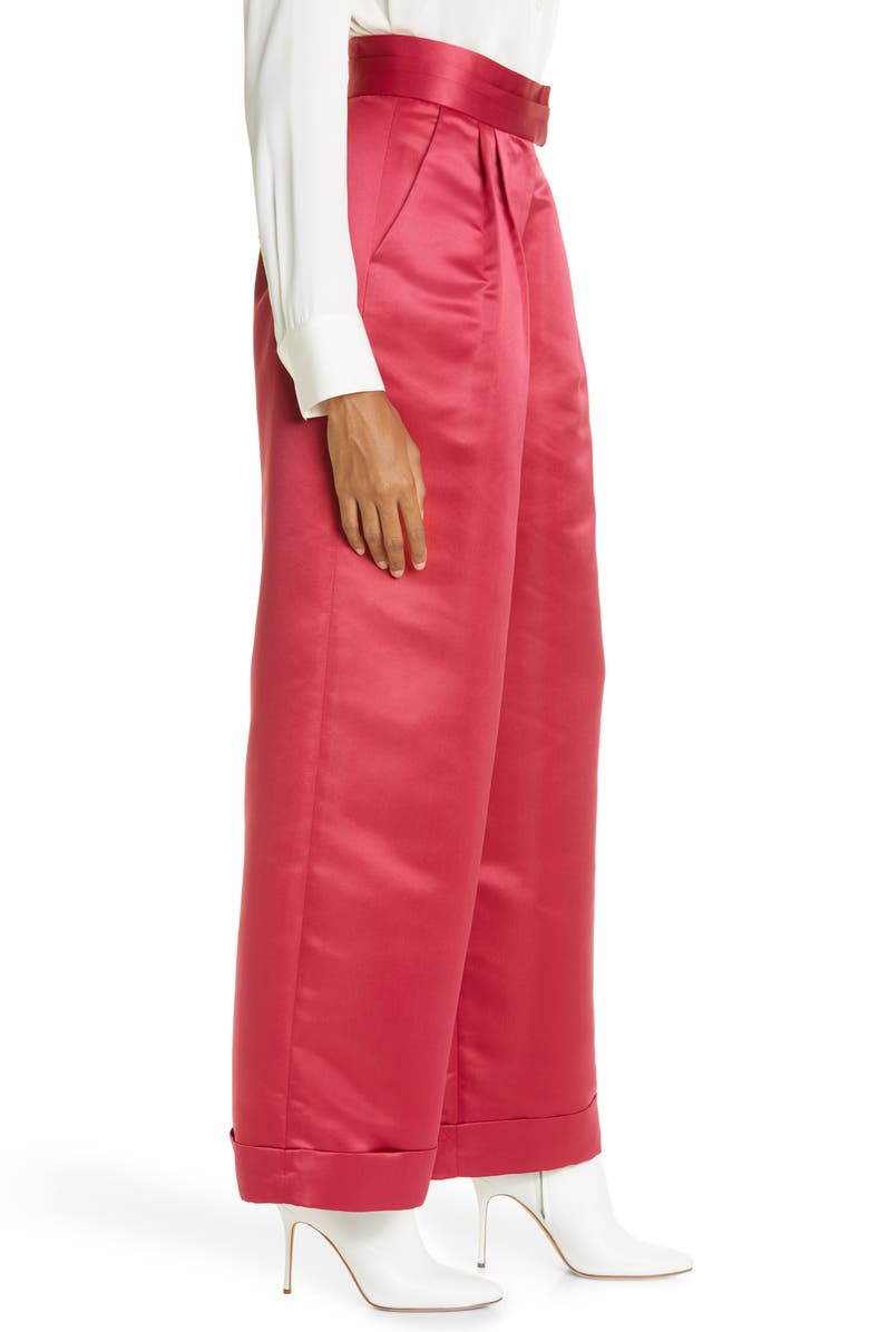 Kimberly Goldson Liza Satin Cuff Wide Leg Pants, Alternate, color,