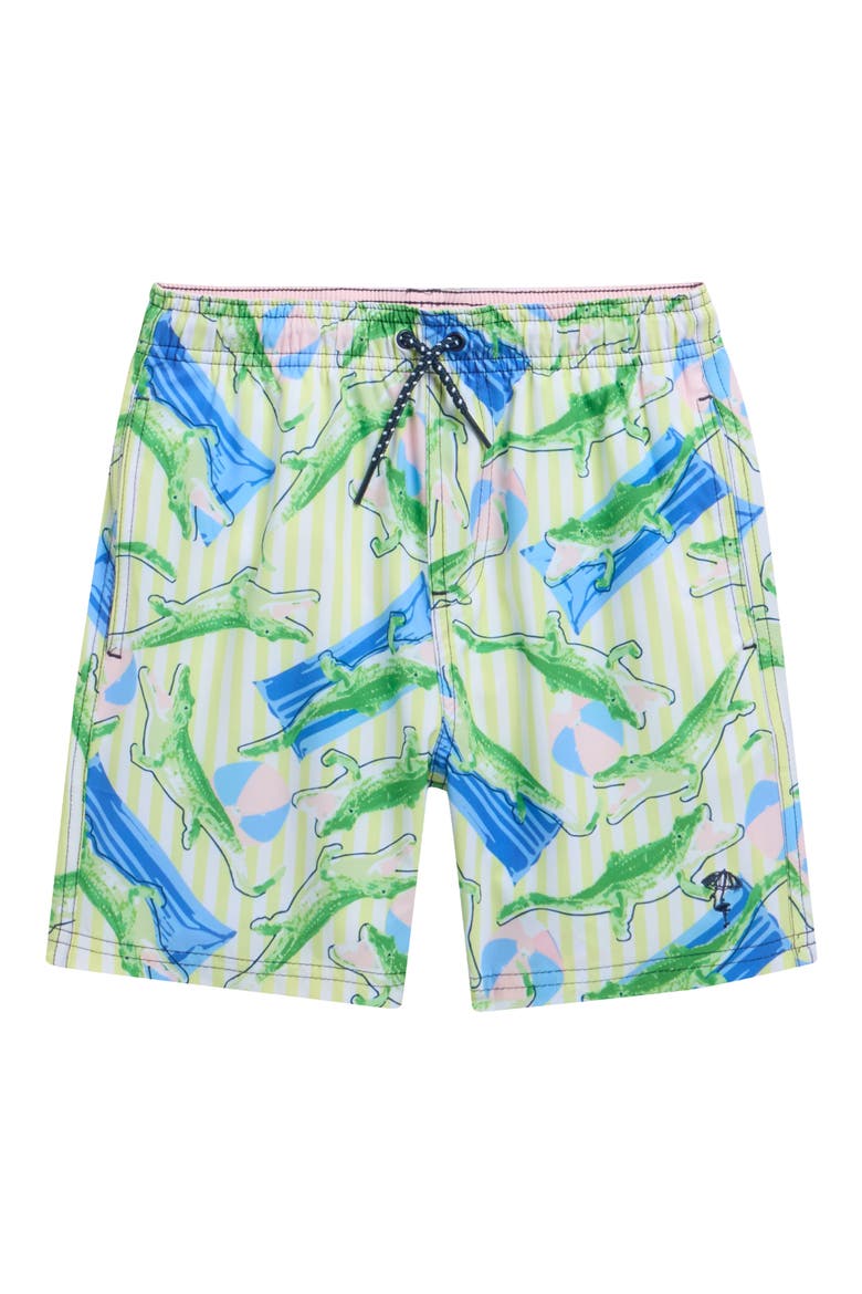 Kids' Beach Gator Swim Shorts, Main, color, LIGHT GREEN MULTI