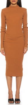 Alexia Admor Eliah Long Sleeve Knit Midi Dress