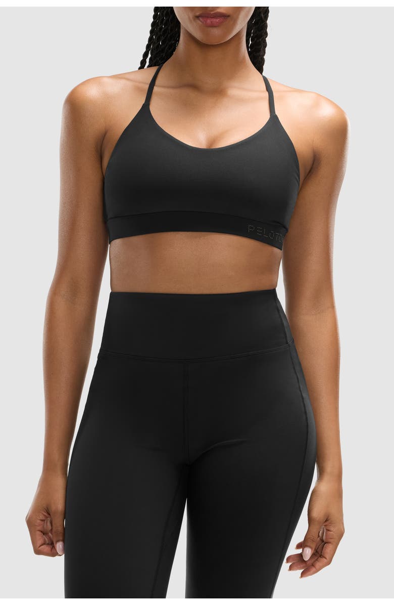 Peloton Cadent V-Neck Strappy Back Bra, Main, color, Black