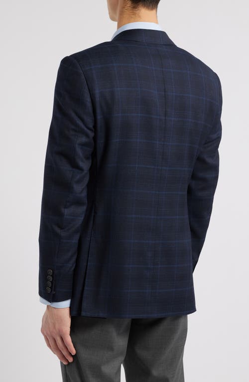 Canali Siena Regular Fit Navy Windowpane Check Super 130s Wool Sport Coat