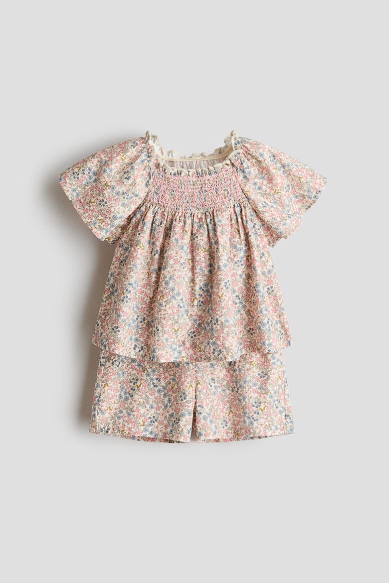 2-piece Cotton Set, Alternate, color, Light beige/floral