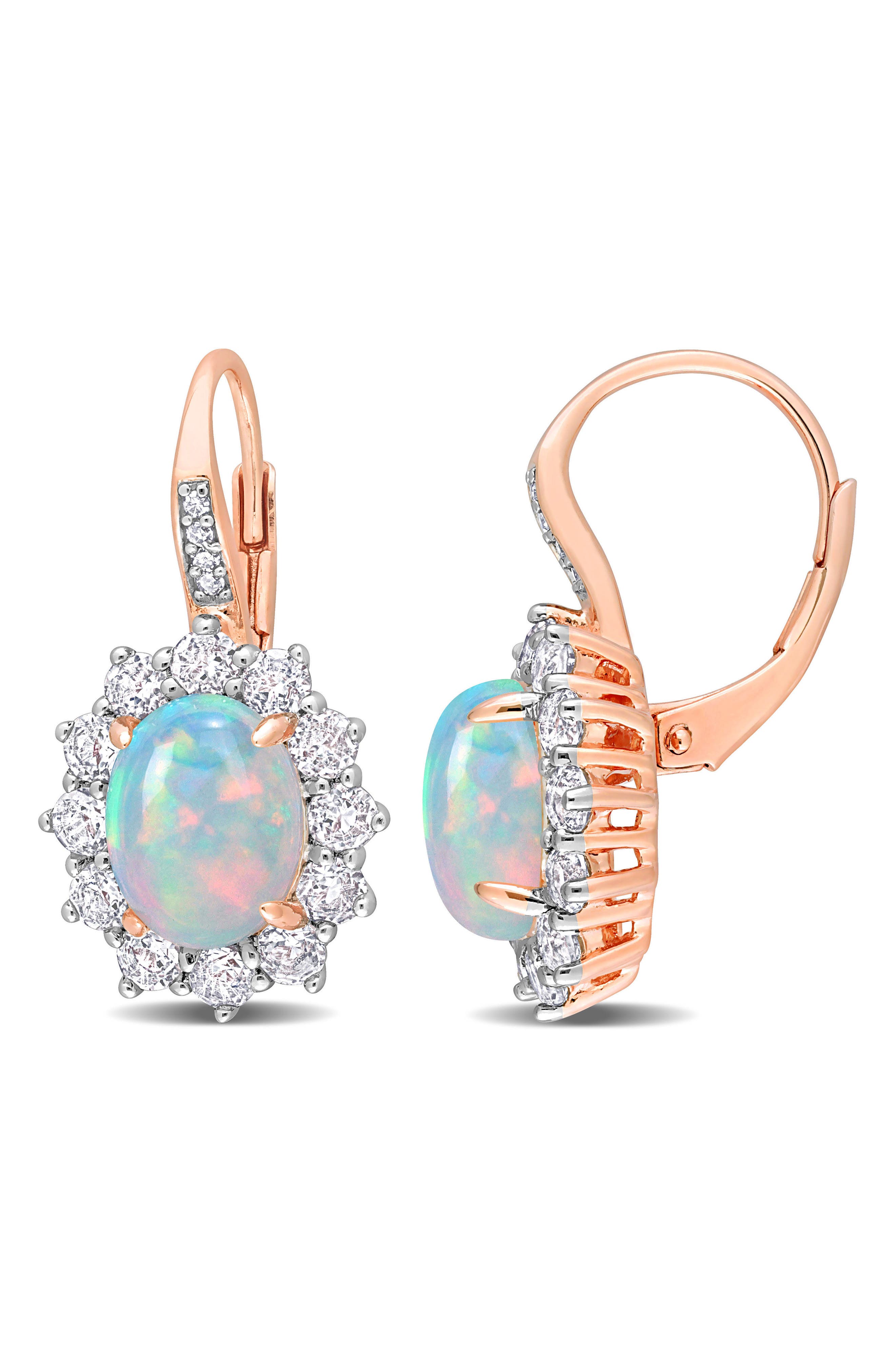 Ethiopian Opal and Diamond Drop Earrings