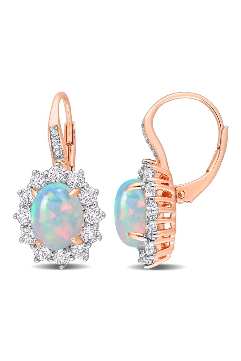 Ethiopian Opal and Diamond Drop Earrings, Main, color, BLUE