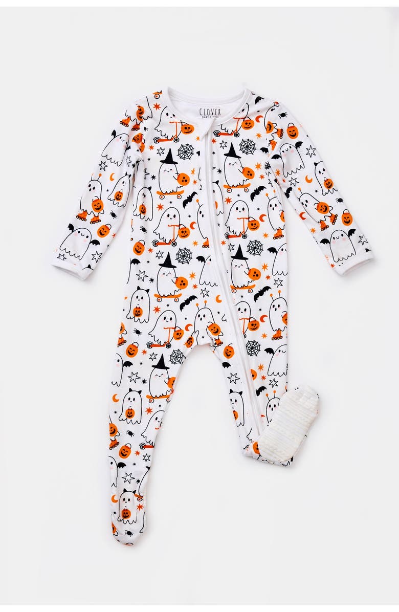 Clover Baby & Kids Soft & Stretchy Zipper Footie - Halloween, Main, color, Halloween
