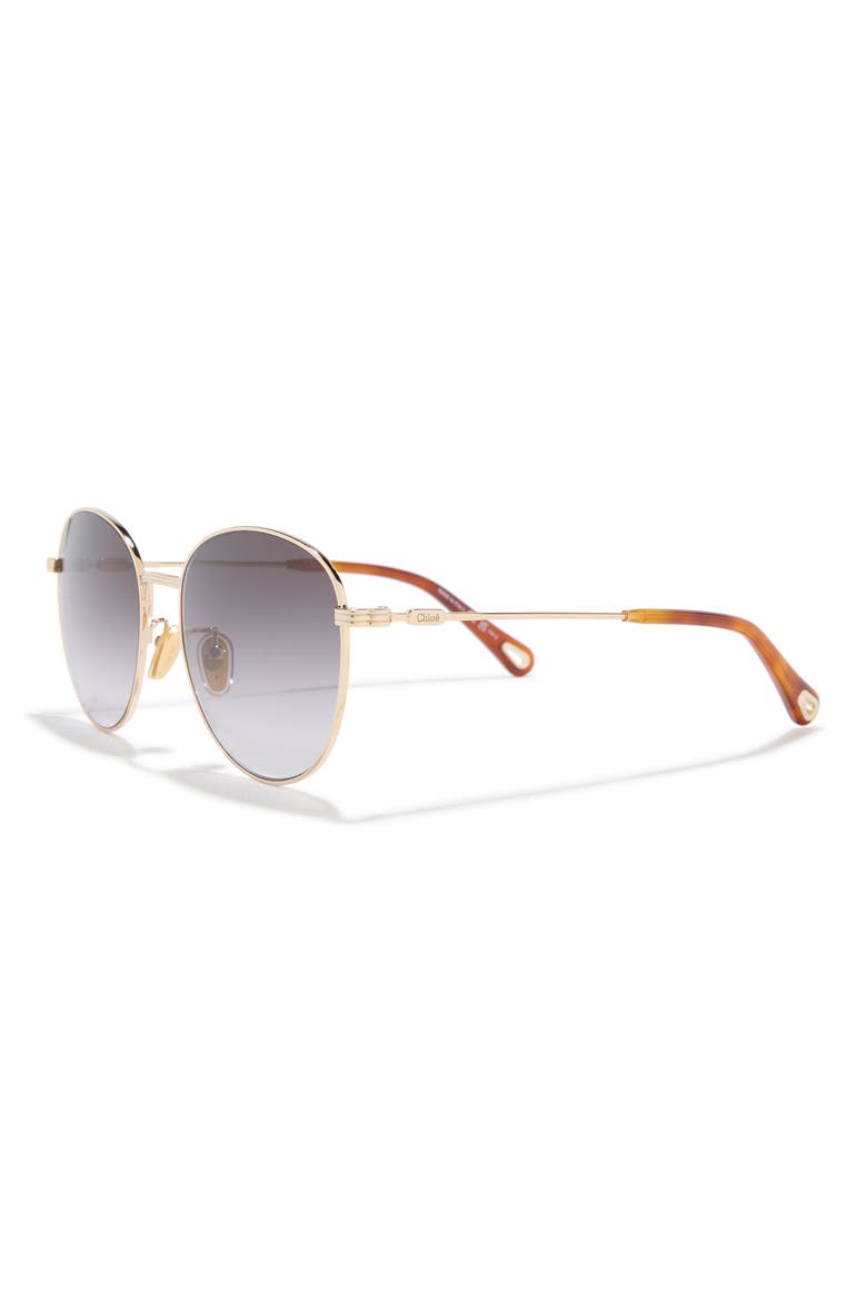 Gradient Round Sunglasses, 57mm, Alternate, color, GOLD GOLD GREY