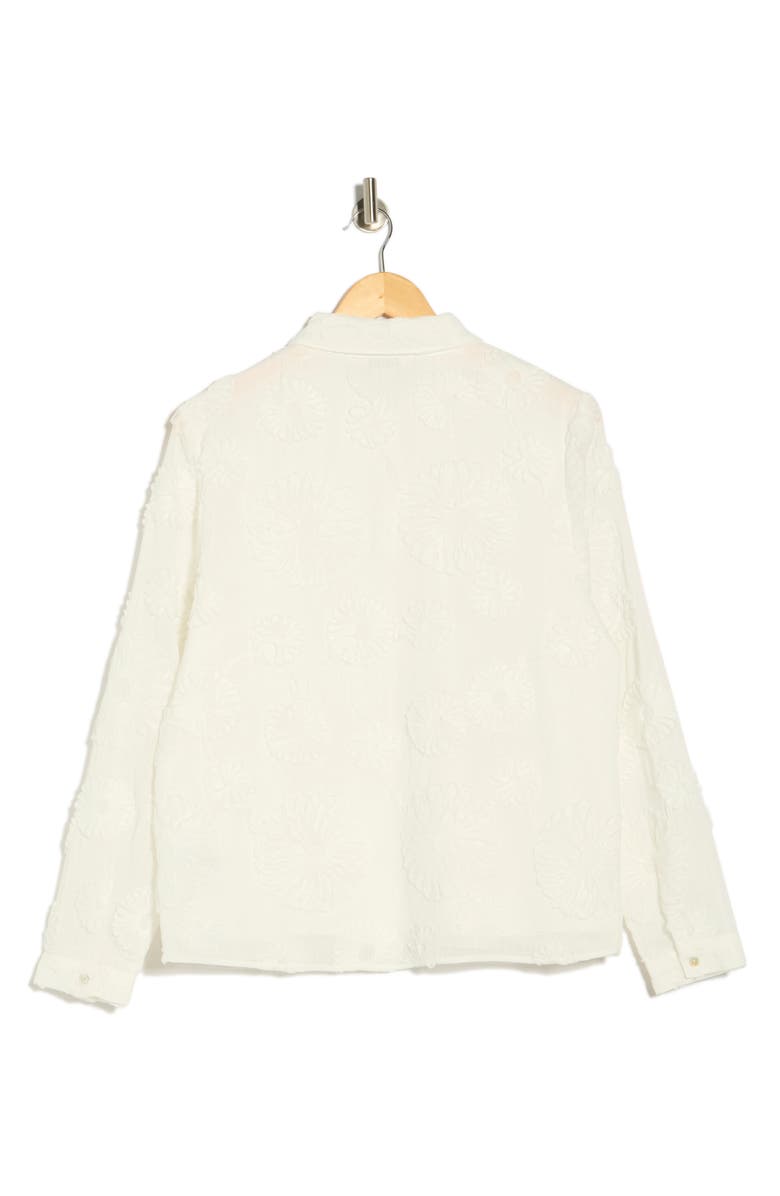 Nanette Lepore 3D Flower Button-Up Shirt, Alternate, color, Brilliant White