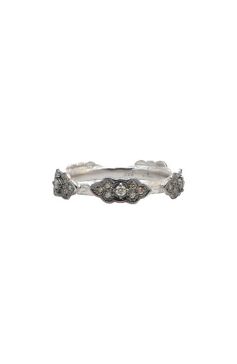 New World Scrollwork Diamond Sterling Silver Stackable Ring