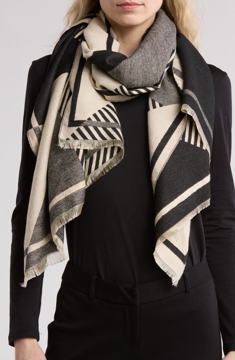 Vince Camuto Geo Stripe Knit Scarf, Main, color,