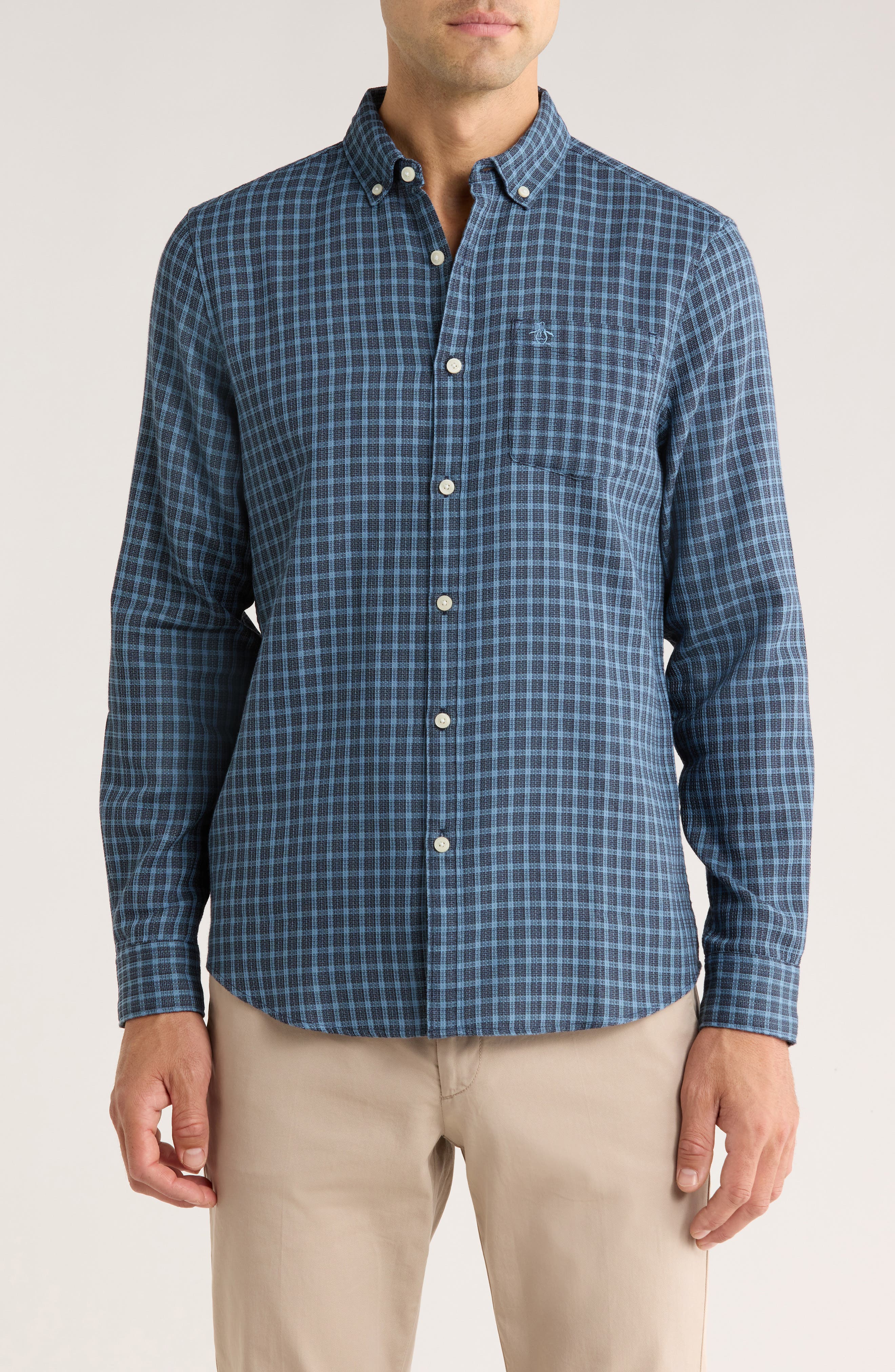 Original Penguin Waffle Check Button-Down Shirt