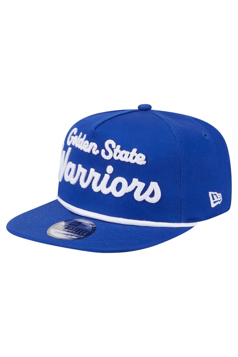 Men's New Era Royal Golden State Warriors Team Text Golfer Snapback Hat, Alternate, color, Royal