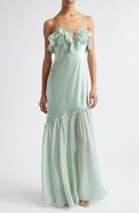 Elaria Ruffle Silk Gown