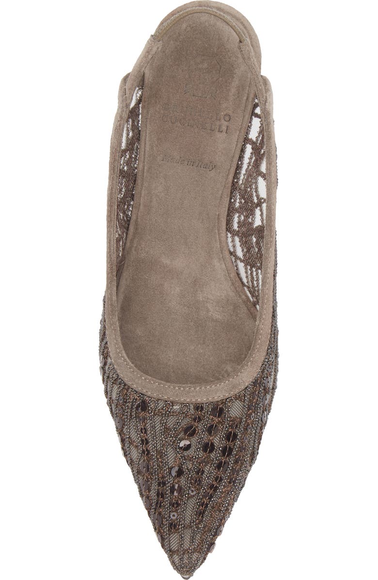 Brunello Cucinelli City Abstract Embroidery Slingback Pump, Alternate, color, C3022 Chocolate