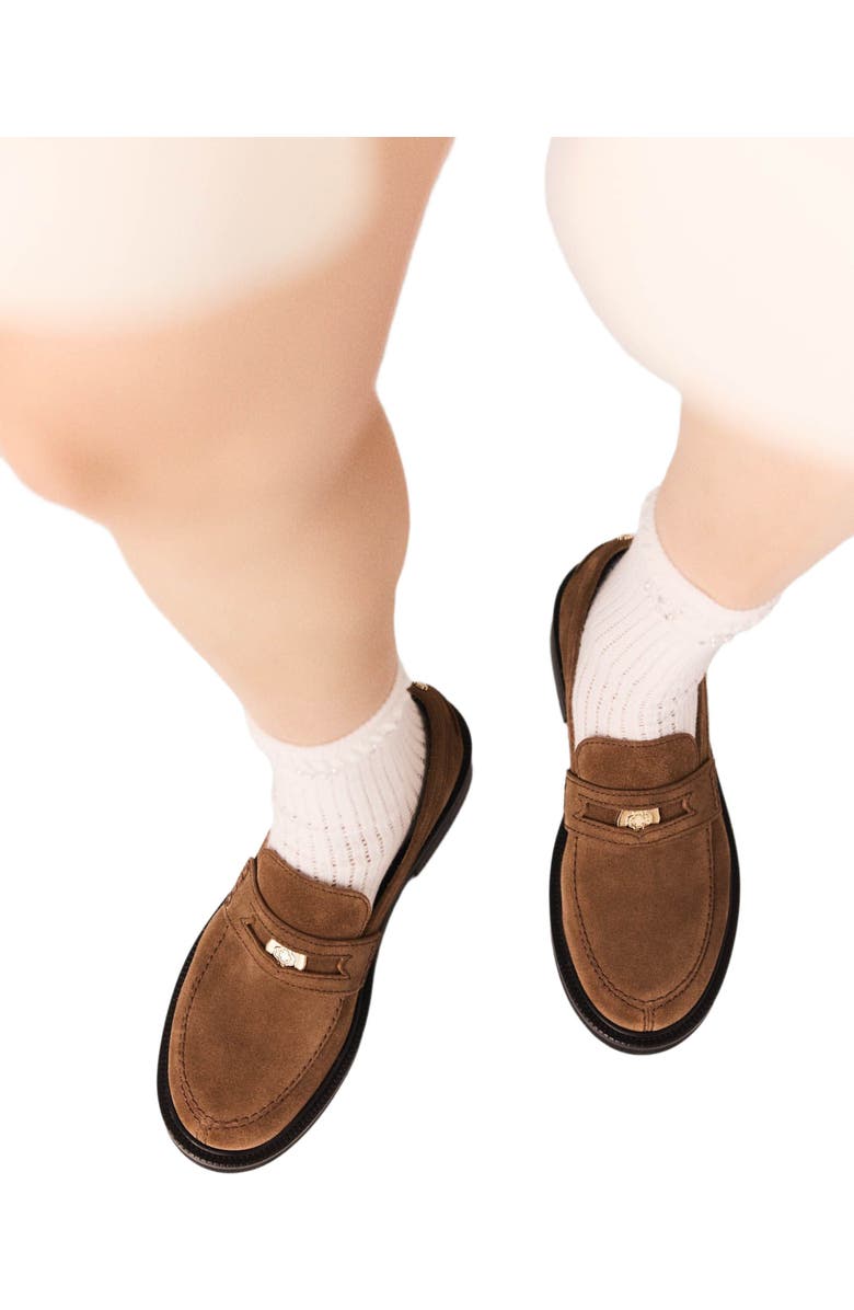 maje Suede loafers, Alternate, color, Camel