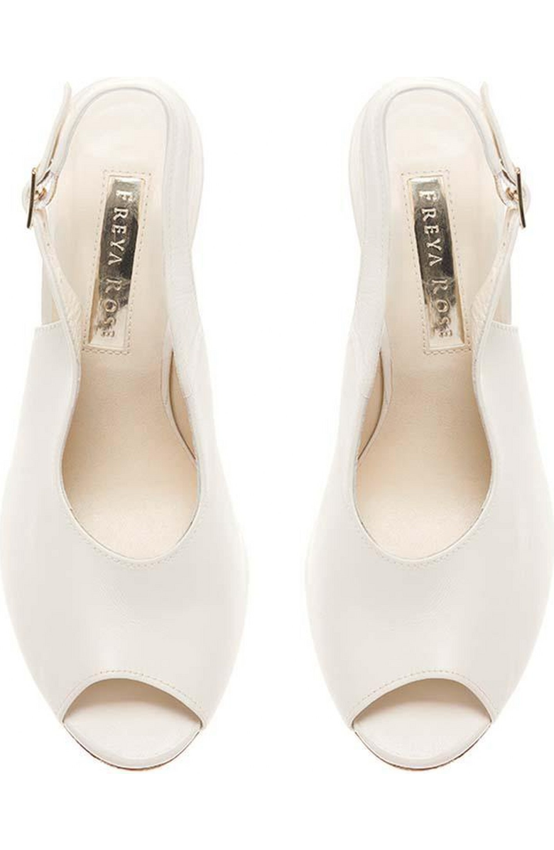 Freya Rose Zara White Slingback Peep Toe Pearl Heel Sandal, Alternate, color, White