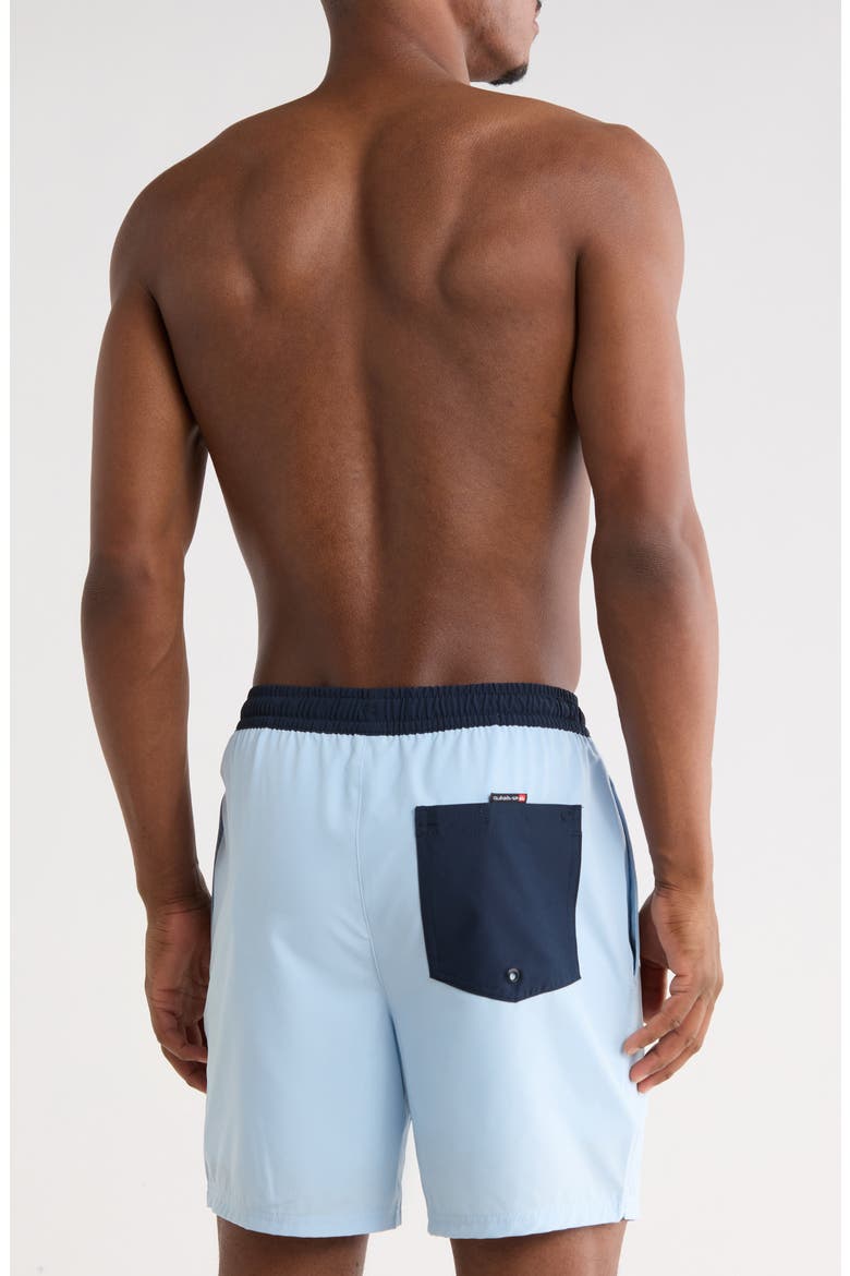Trade Logo Stripe Volley Swim Shorts, Alternate, color, SKYWAY