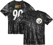 Outerstuff Girls Youth T.J. Watt Black Pittsburgh Steelers Sequin V-Neck Fashion Jersey