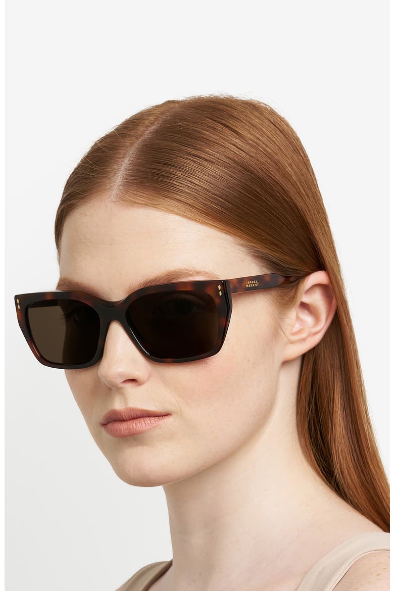 58mm Rectangular Sunglasses, Alternate, color, BROWN HAVANA
