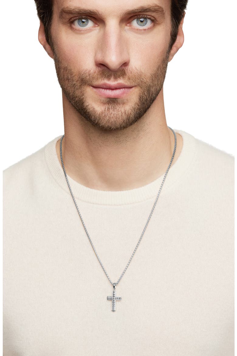 Men's Pyramid Cross Pendant, Alternate, color, SILVER