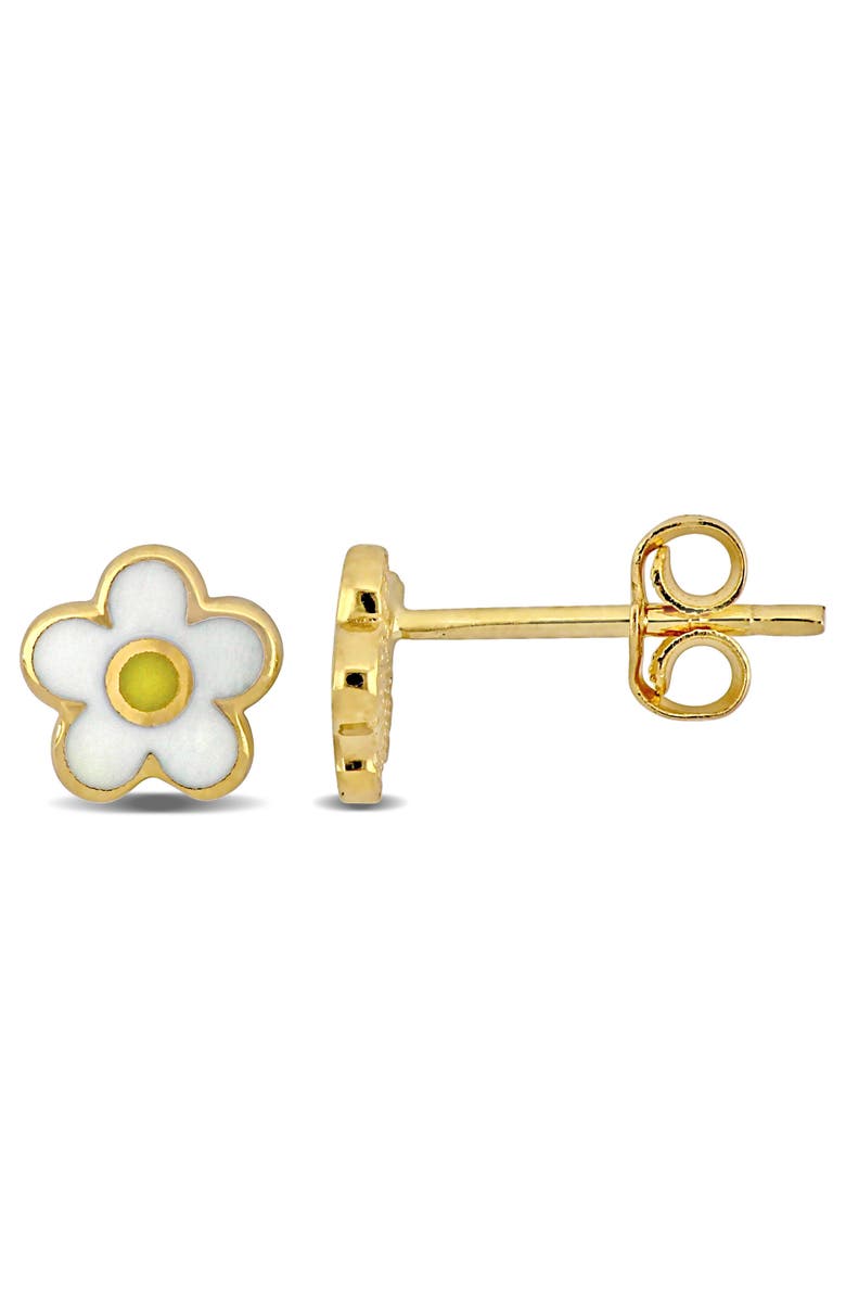 Julianna B. Kids Enamel Stud Earrings 14K, Main, color, White Flower