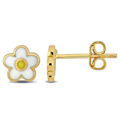 Kids Enamel Stud Earrings 14K