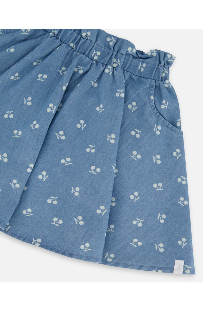 Deux par Deux Little Girl's Printed Chambray Skort Blue And White Cherries, Alternate, color,