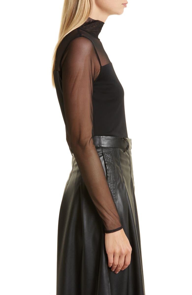 Donna Karan New York Mock Neck Long Sleeve Mesh Top, Alternate, color, 