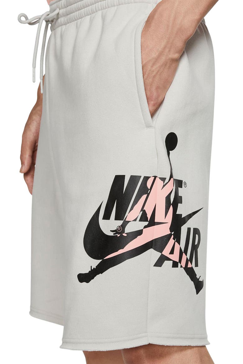 Jumpman Classics Athletic Shorts, Alternate, color, LIGHT BONE/ BLACK/ CORAL