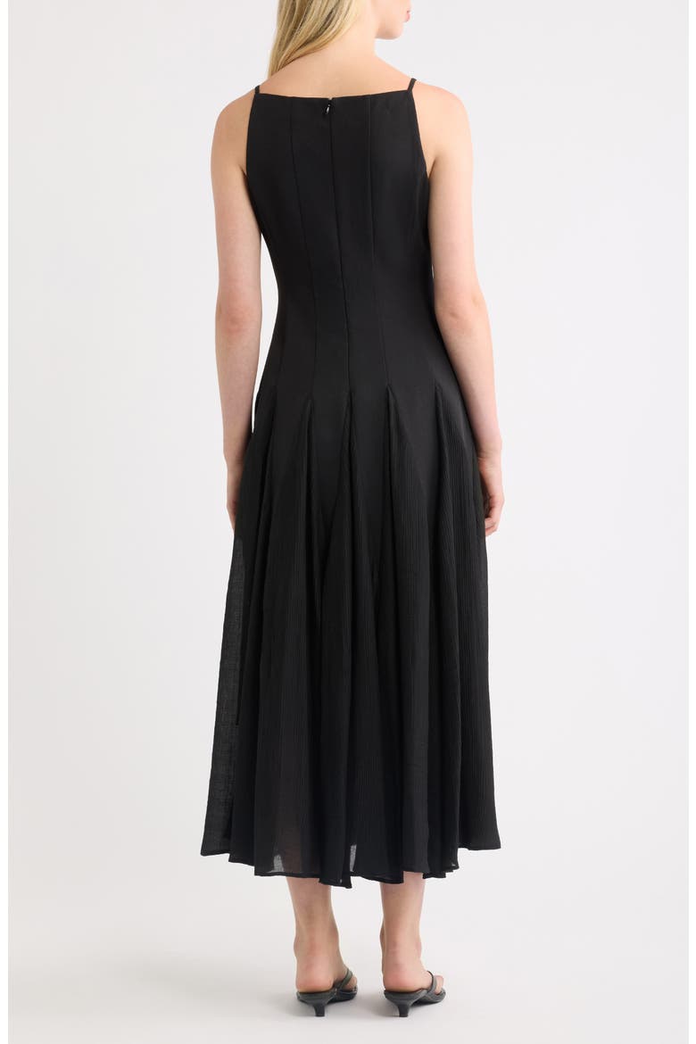 Godet Midi Dress, Alternate, color, BLACK